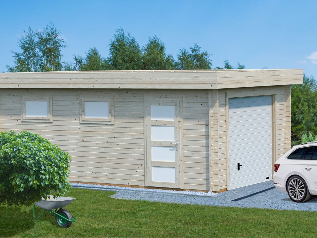 Rasmus (19.0 sqm) modern flat roof timber single garage