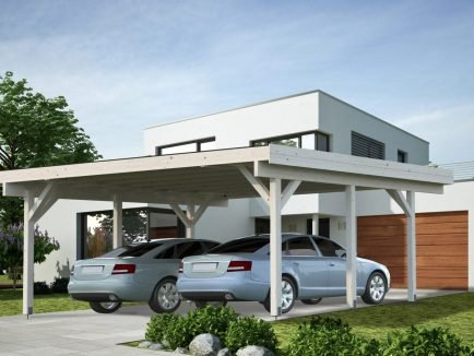 Karl (20.6 sqm) modern flat roof wooden carport (two cars)