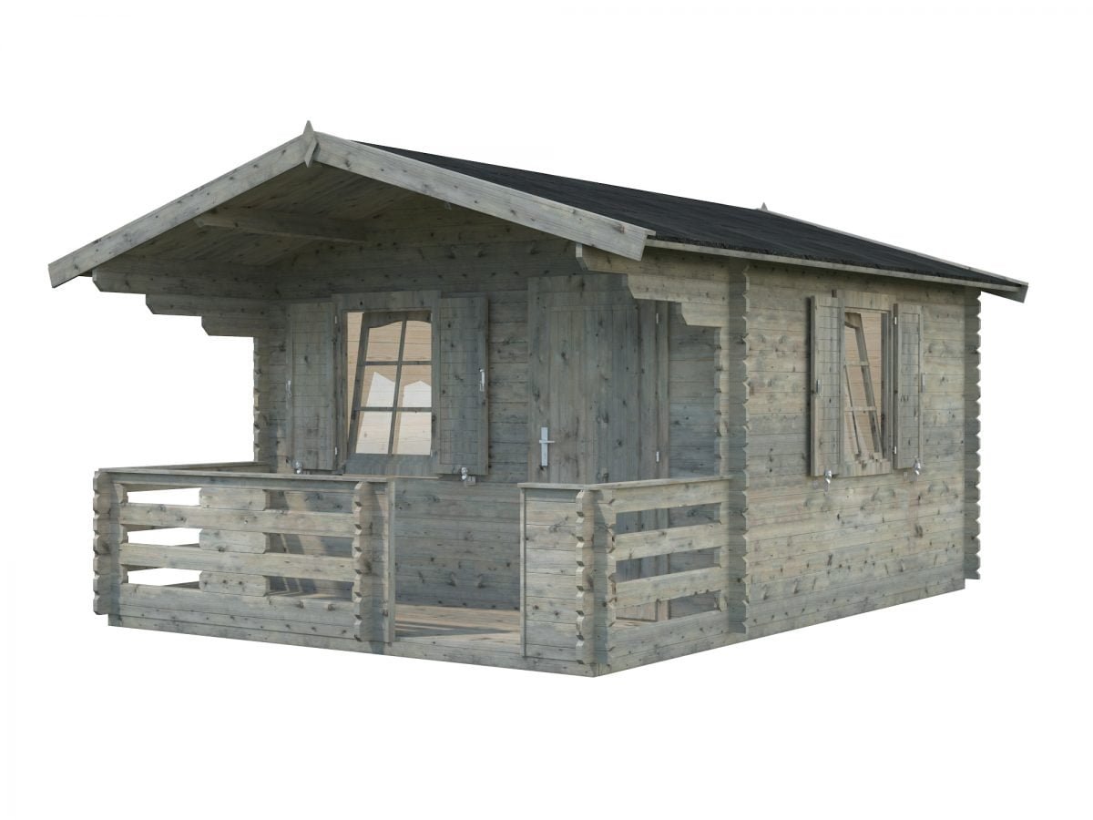 Emma (10.4 sqm + 4.2 sqm) log cabin with terrace and shutters